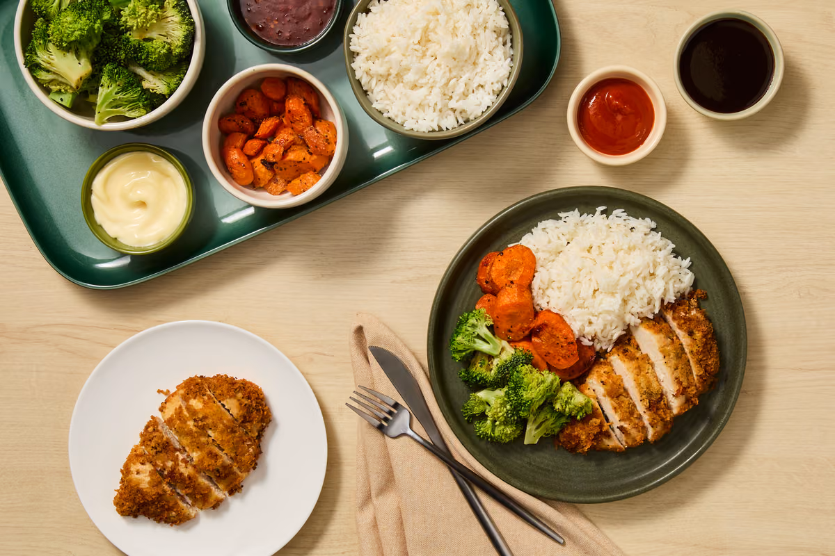 [SIDE ADD PORK GYOZA] BYOP Chicken Katsu Bar with Rice & Customizable Firecracker Sauce (3P)