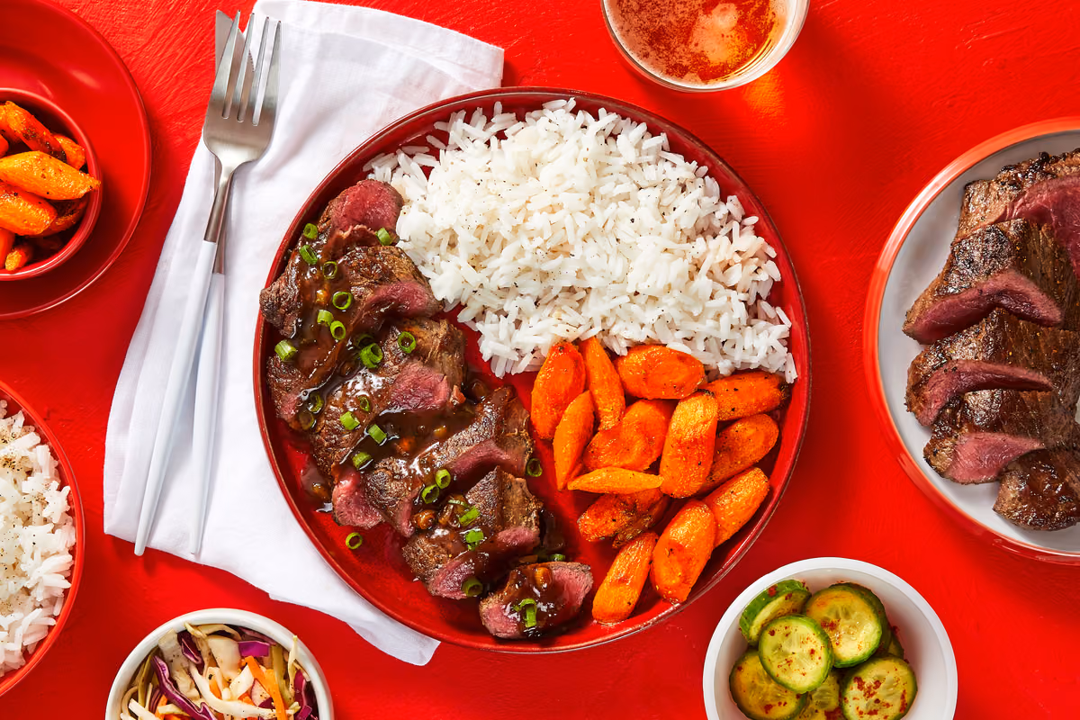 Korean BBQ Bulgogi Sirloin with Banchan