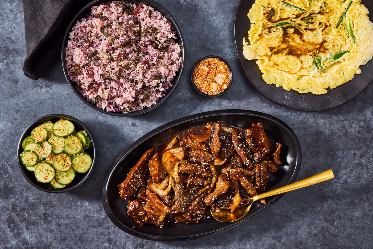 Korean Steak Bulgogi with Purple Rice