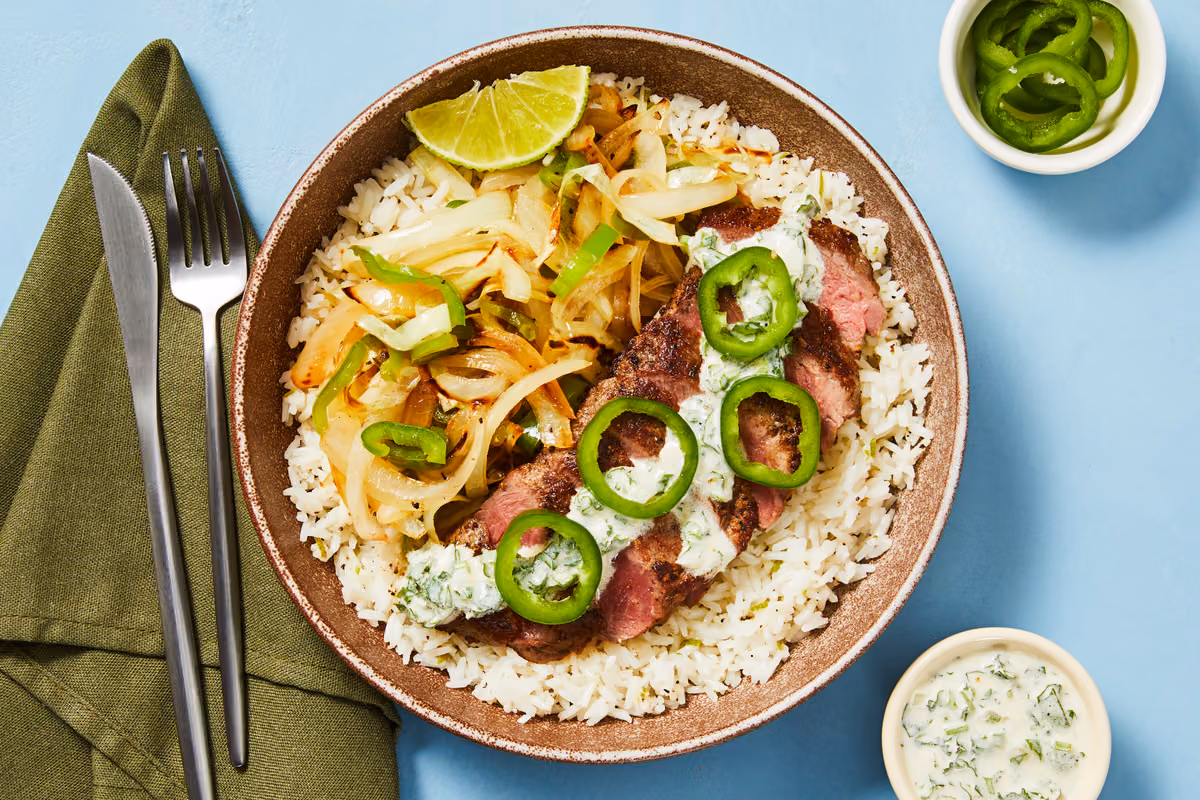 Creamy Cilantro Sirloin Steak Bowls