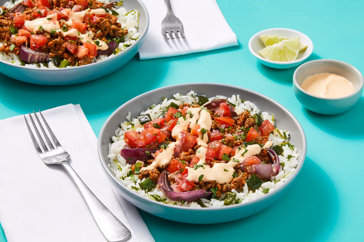 Saucy Beef Burrito Bowls