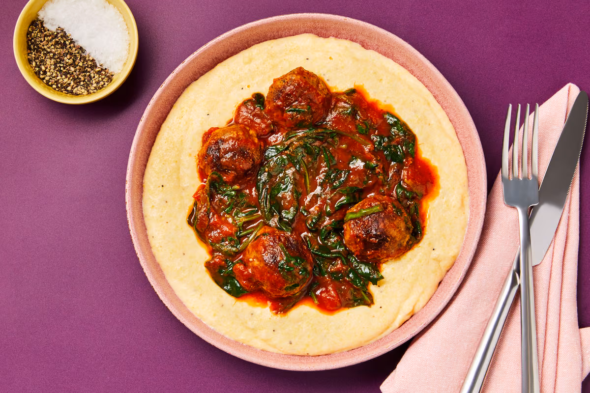 Meatball Ragù over Parmesan Polenta