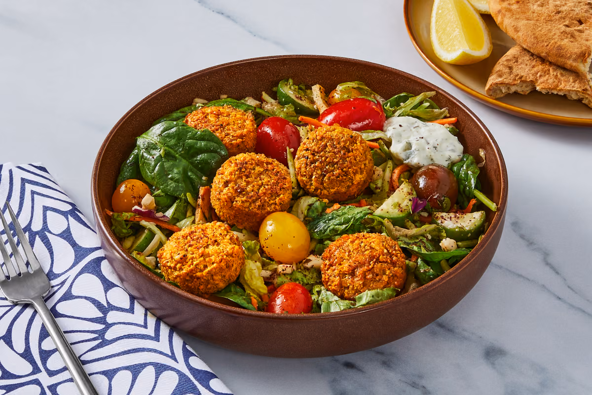 Low-Lift Crispy Falafel Mediterranean Bowls