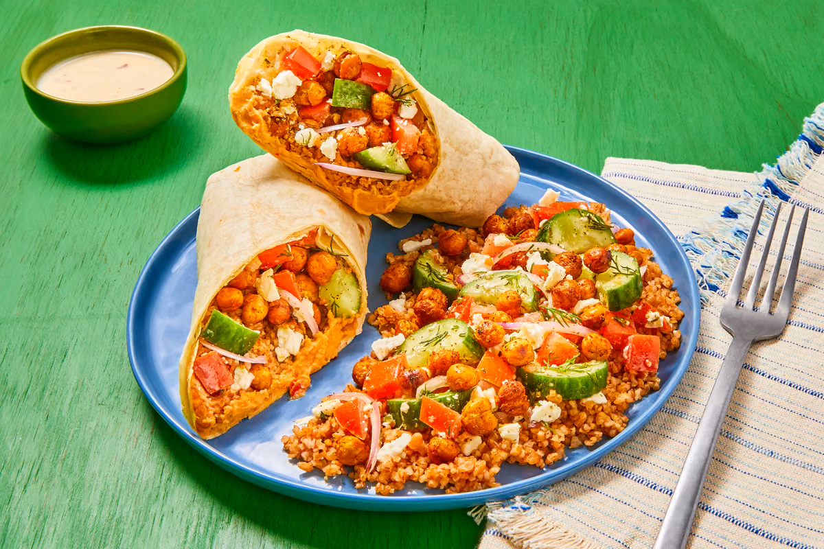 Shawarma-Spiced Chickpea & Bulgur Wraps