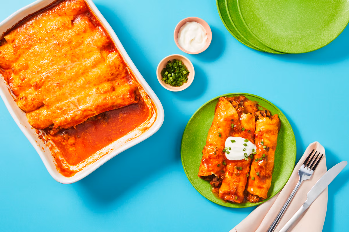 Cheesy Chicken & Black Bean Enchiladas