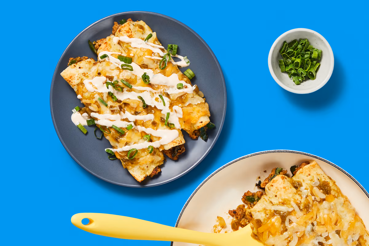 One-Pan Pork Enchiladas Verdes