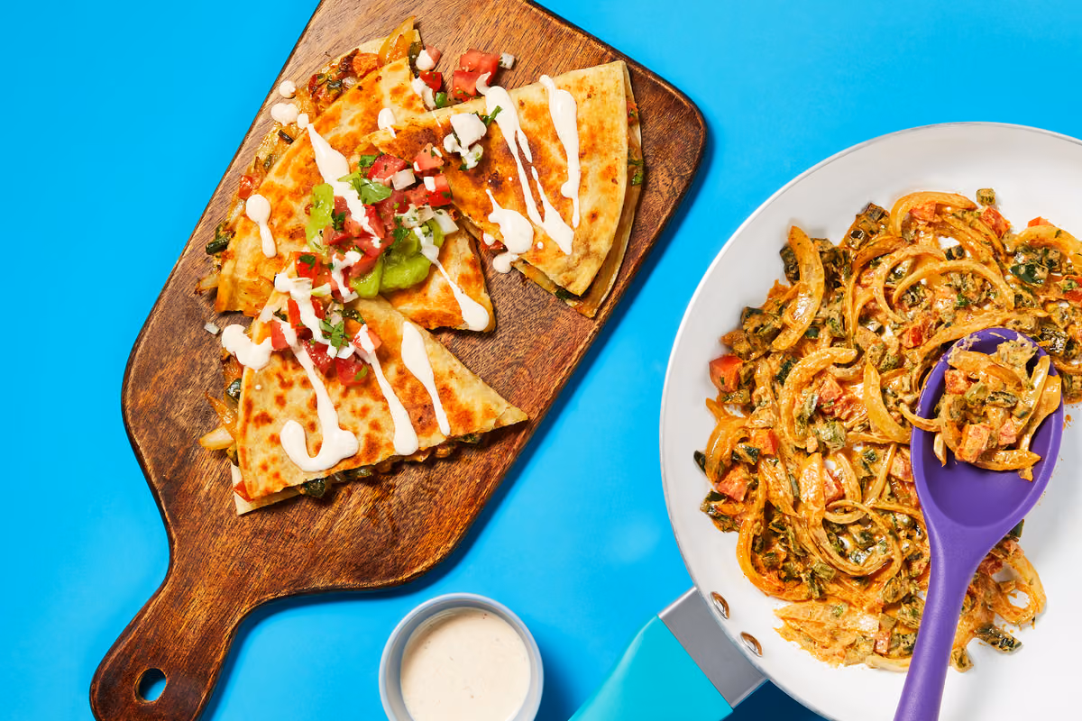 One-Pan Rajas Quesadillas