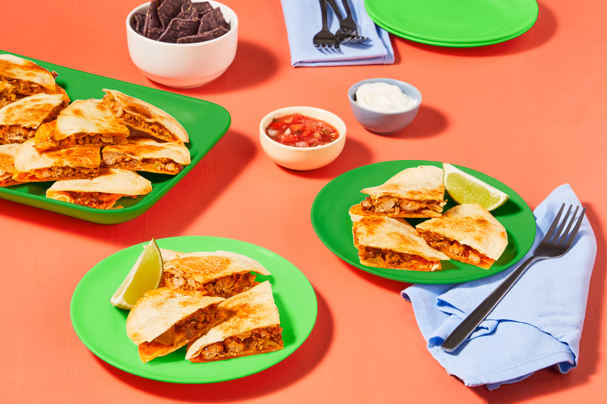 Saucy Pineapple Pork Sheet Pan Quesadillas