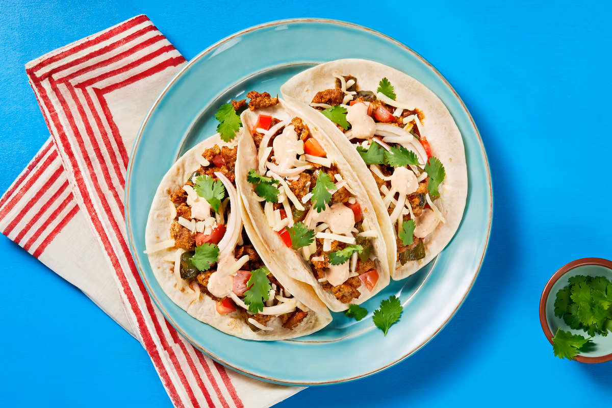 Pork Carnitas Tacos: Pickled Onion & Monterey Jack Cheese