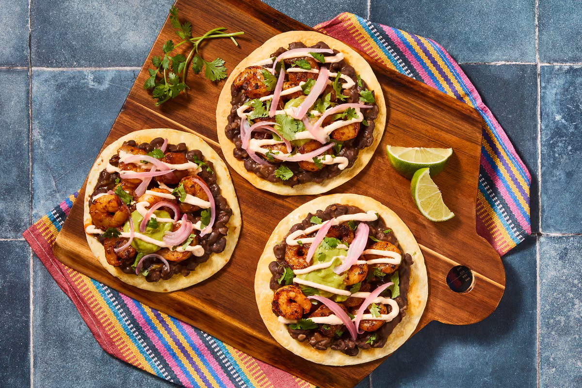 Mexican Shrimp & Black Bean Tostadas