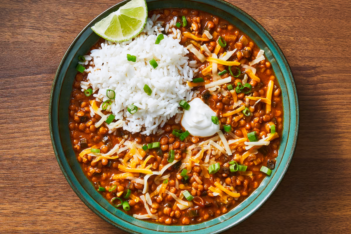 Mexican-Spiced Lentil Chili & Rice Bowls