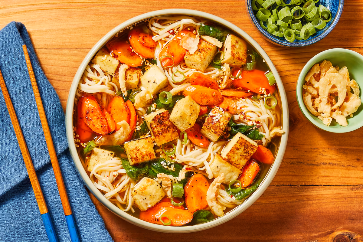Vegan Tofu Ramen in a Ginger-Soy Broth
