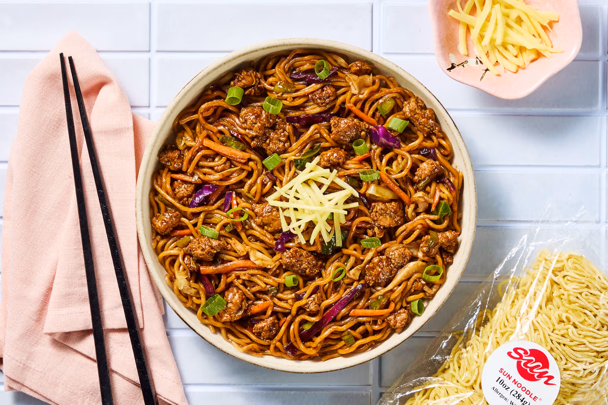 Japanese Pork & Cabbage Yakisoba Noodles