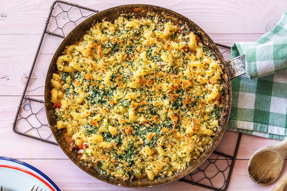 Cavatappi in a Tomato Cream Sauce: Pancetta and Spinach