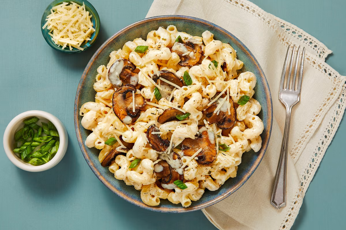 Creamy Mushroom Cavatappi: Scallions & Parmesan