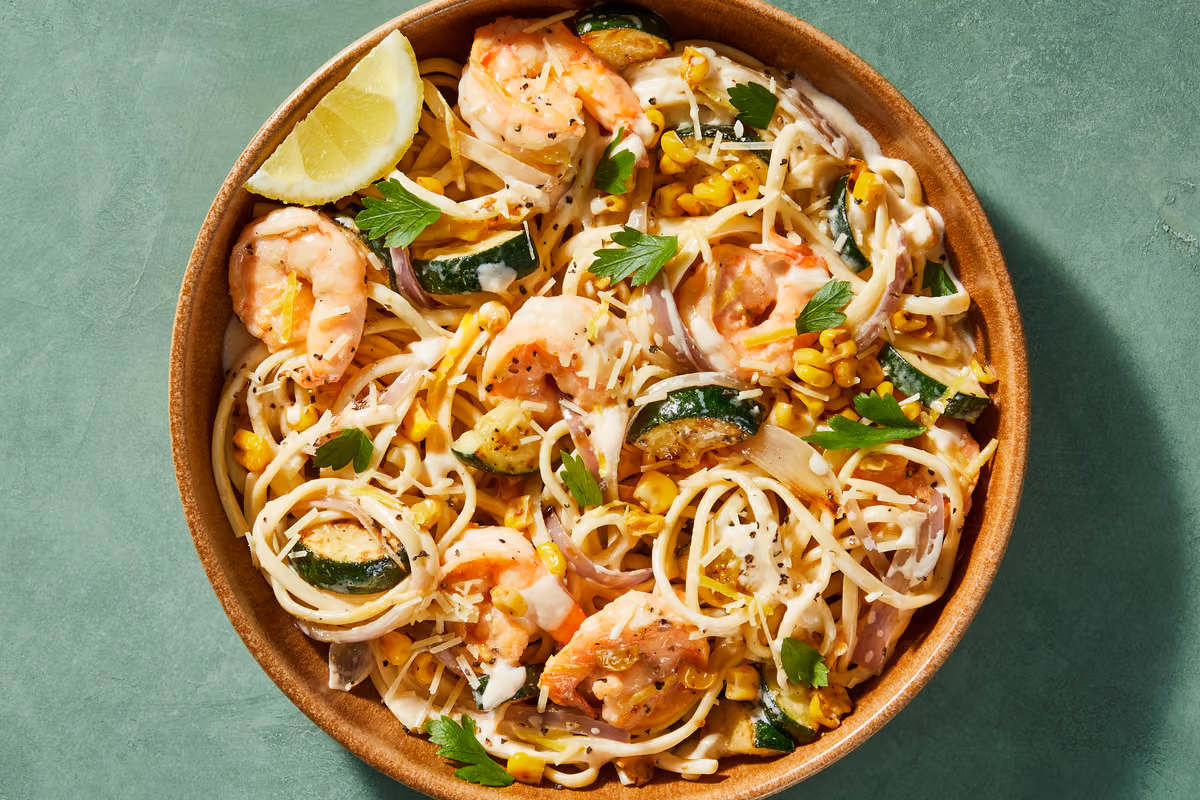 Creamy Lemon-Garlic Shrimp Linguine