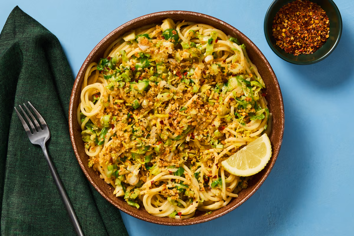 Lemony Linguine with Brussels Sprouts