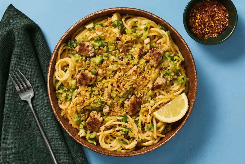 Lemony Linguine with Chicken Sausage