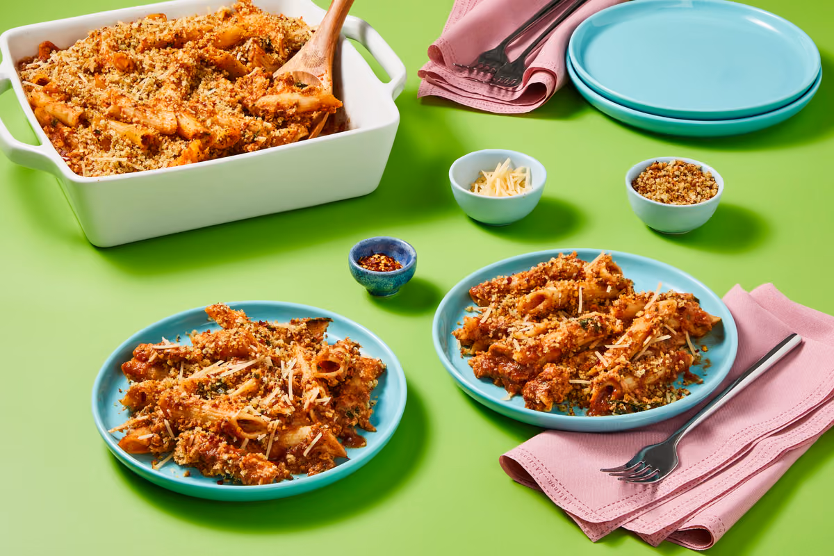 Triple Cheese Spinach Penne Bake