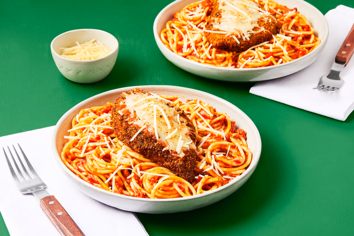 Chicken Parm Over Spaghetti