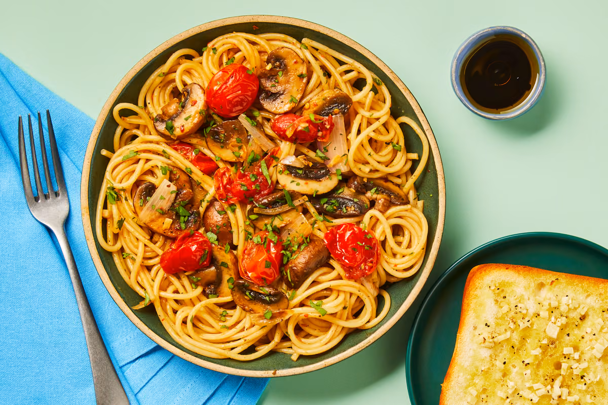 Vegan Mushroom Spaghetti Aglio e Olio