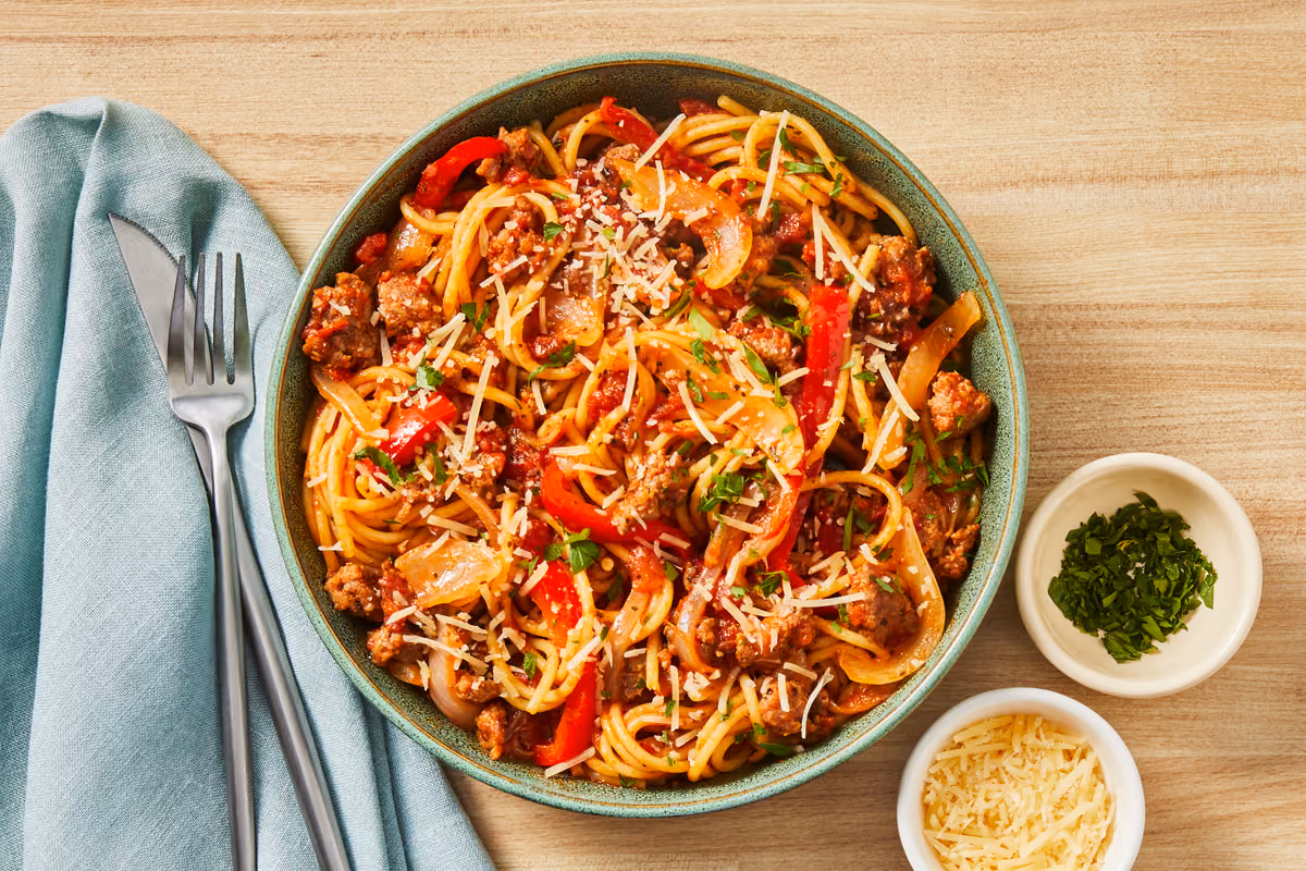 Chicken Sausage & Pepper Spaghetti