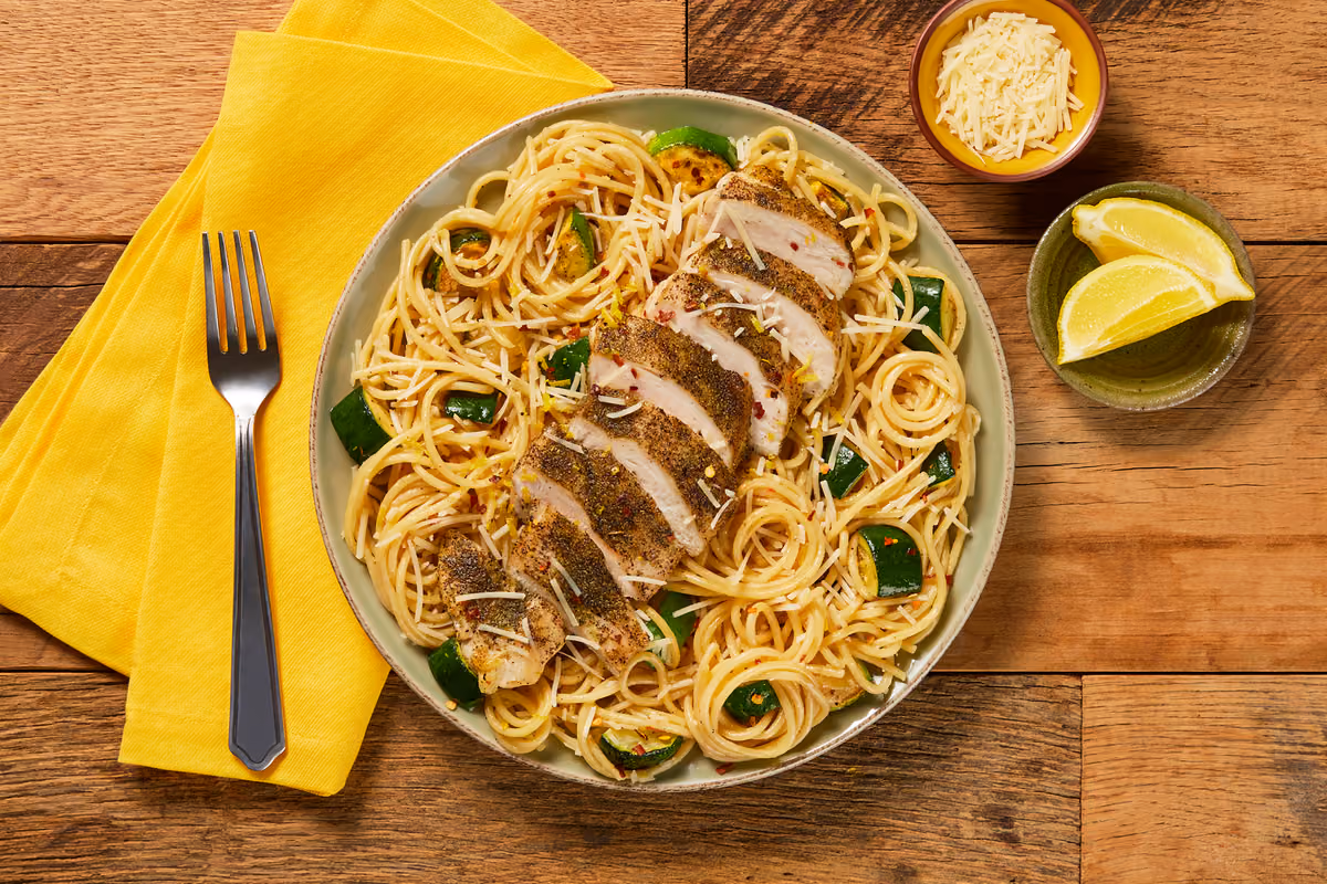 Italian Chicken over Lemony Spaghetti