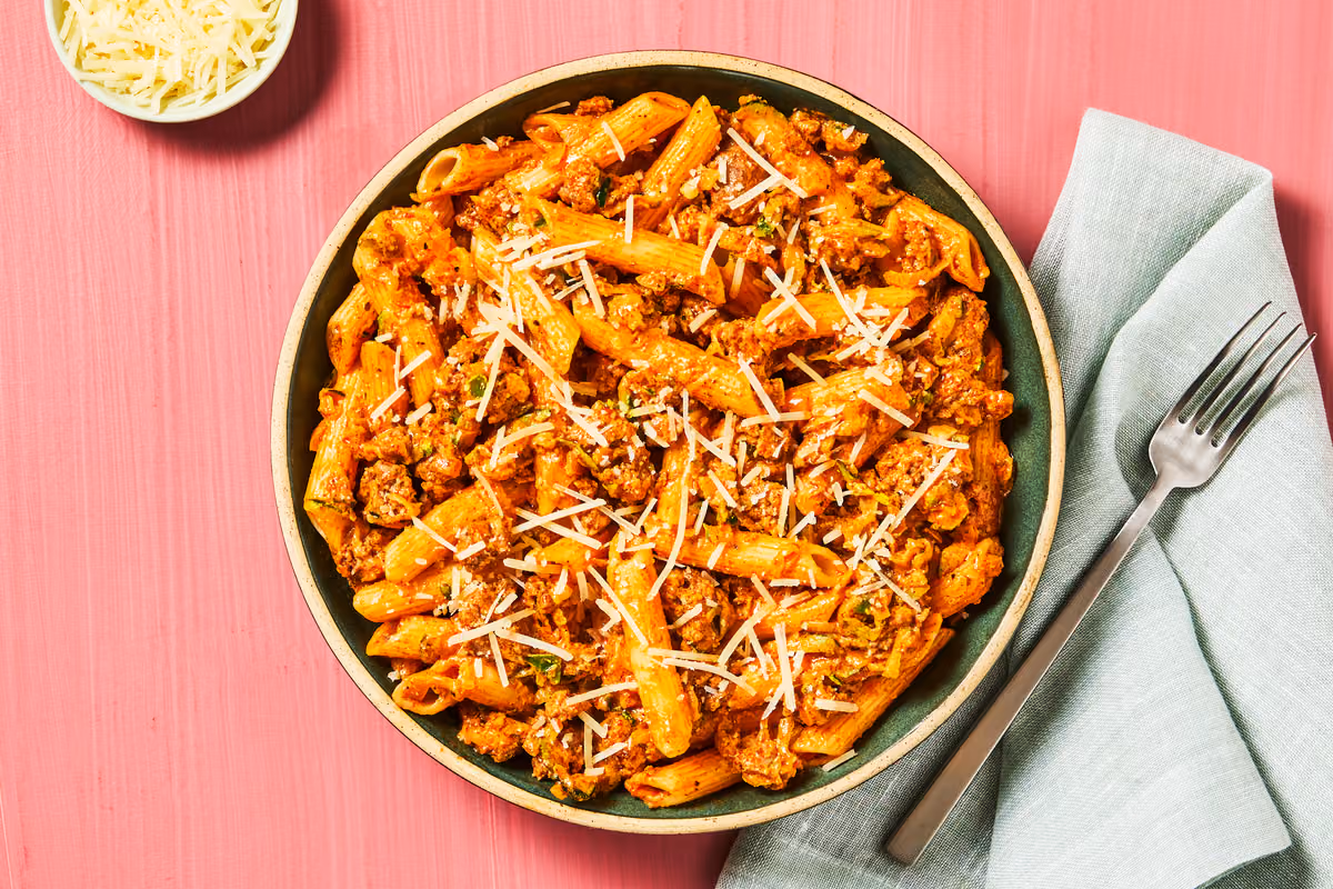 Penne with Beef & Zucchini Ragù