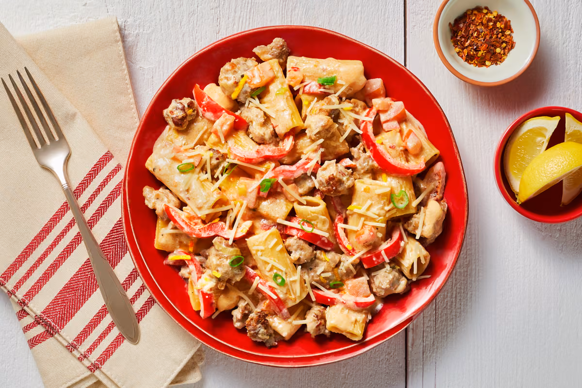 Pork Sausage Rigatoni in a Creamy Sauce