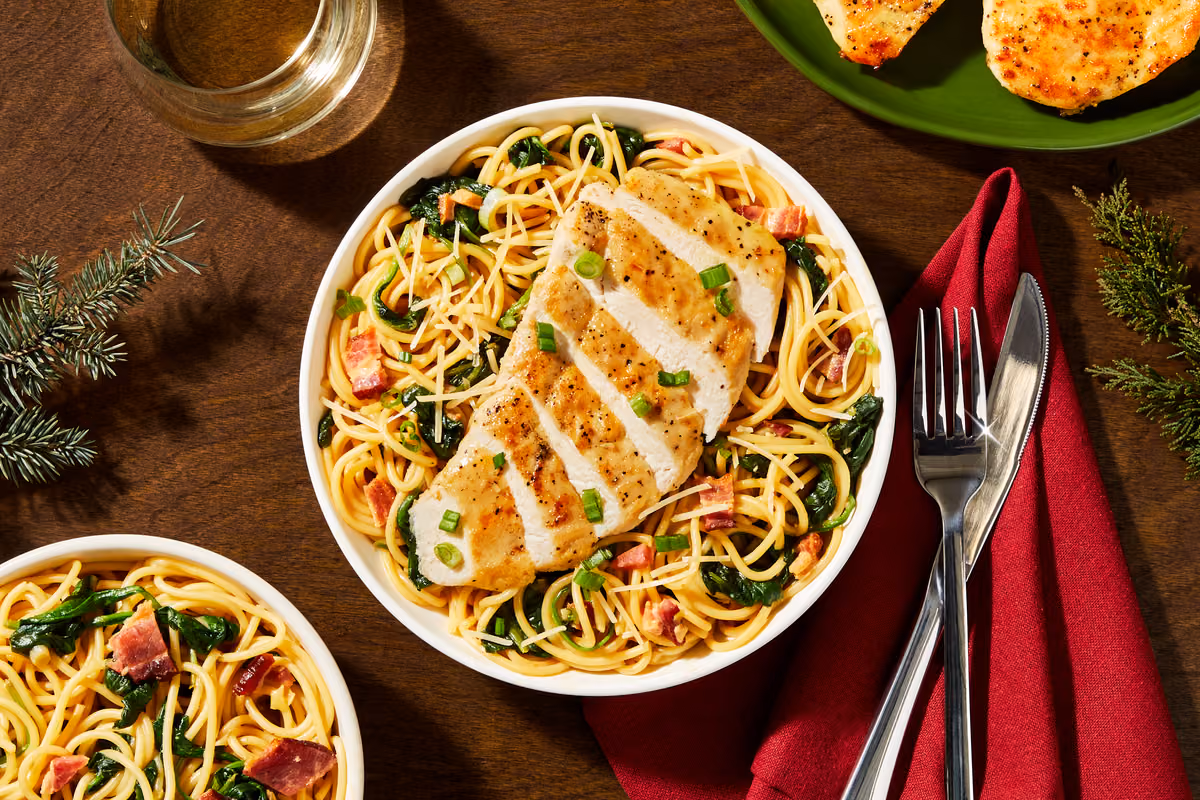 Spicy Miso Spaghetti with Seared Chicken