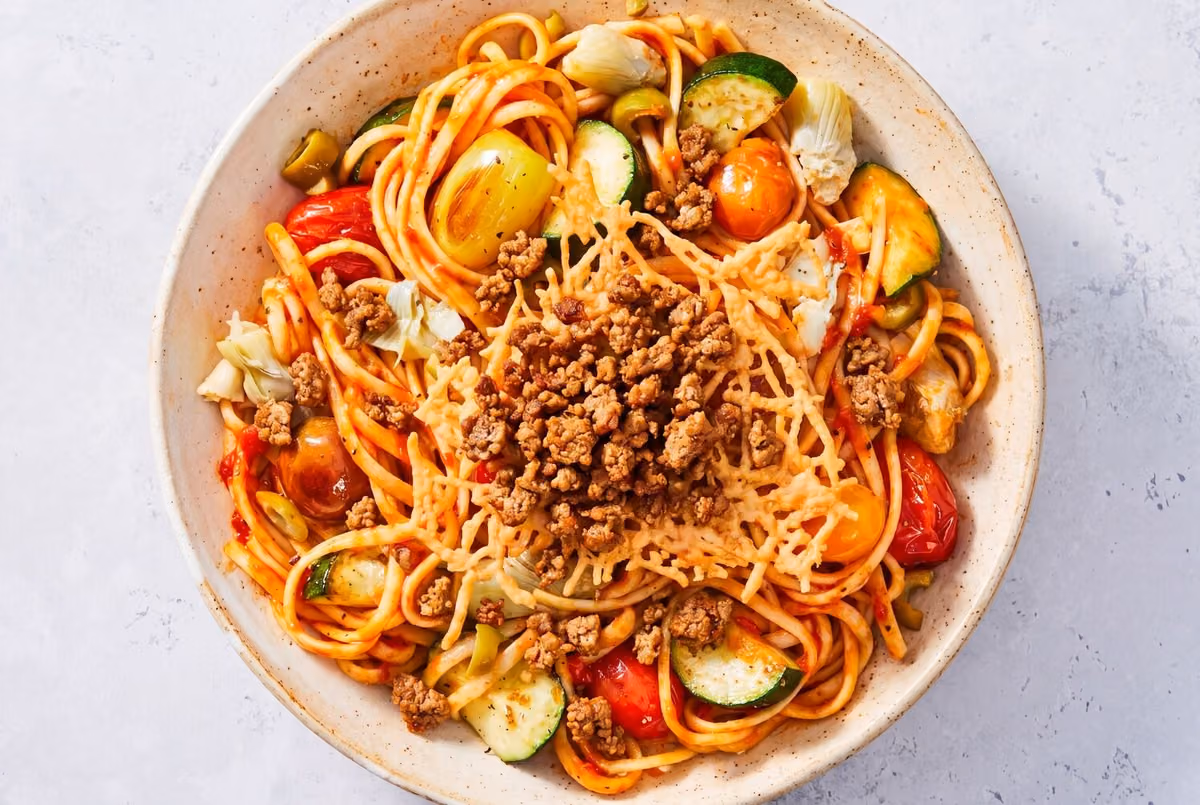 Sun-Dried Tomato & Turkey Pasta Primavera