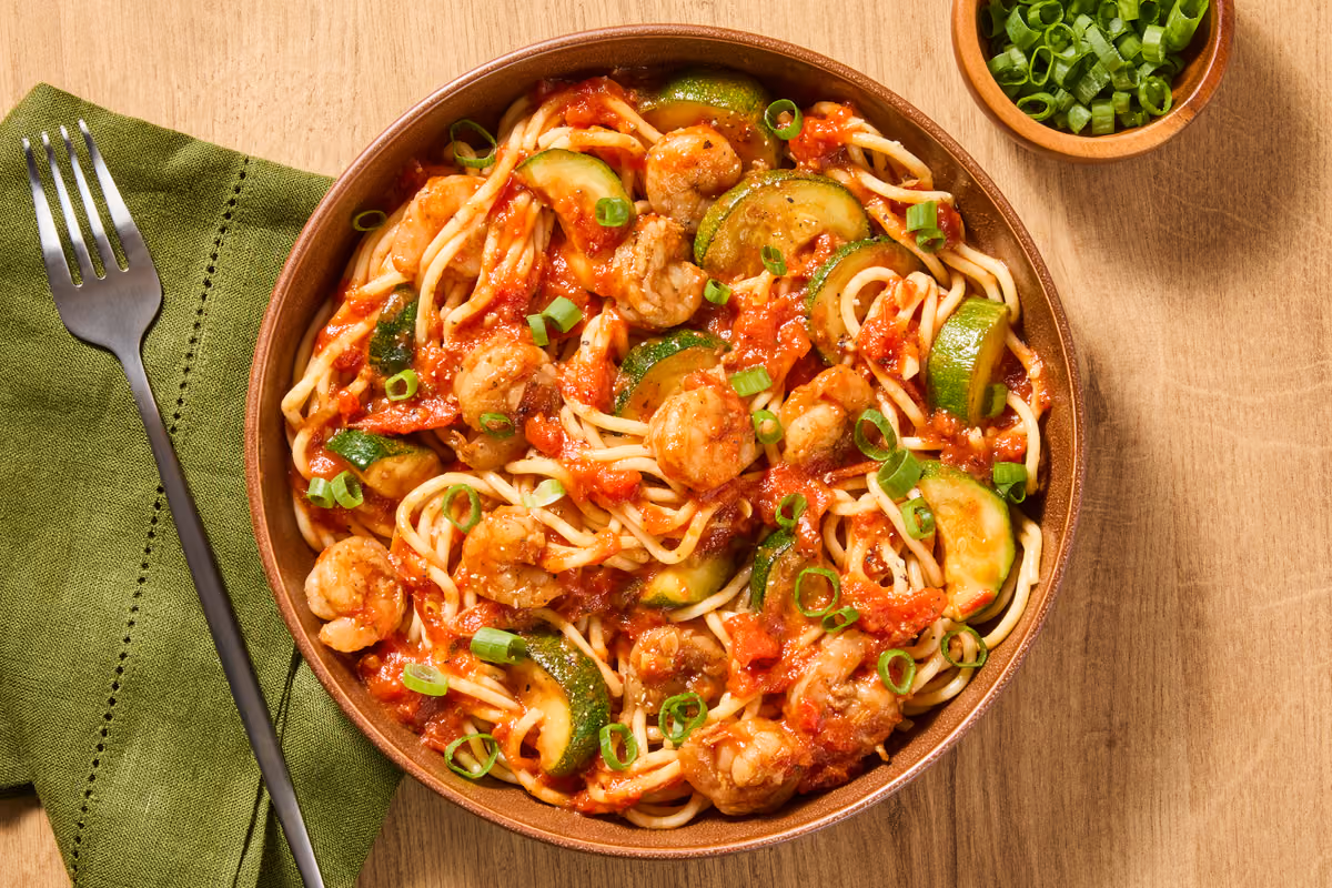 Tomato Garlic Shrimp Spaghetti