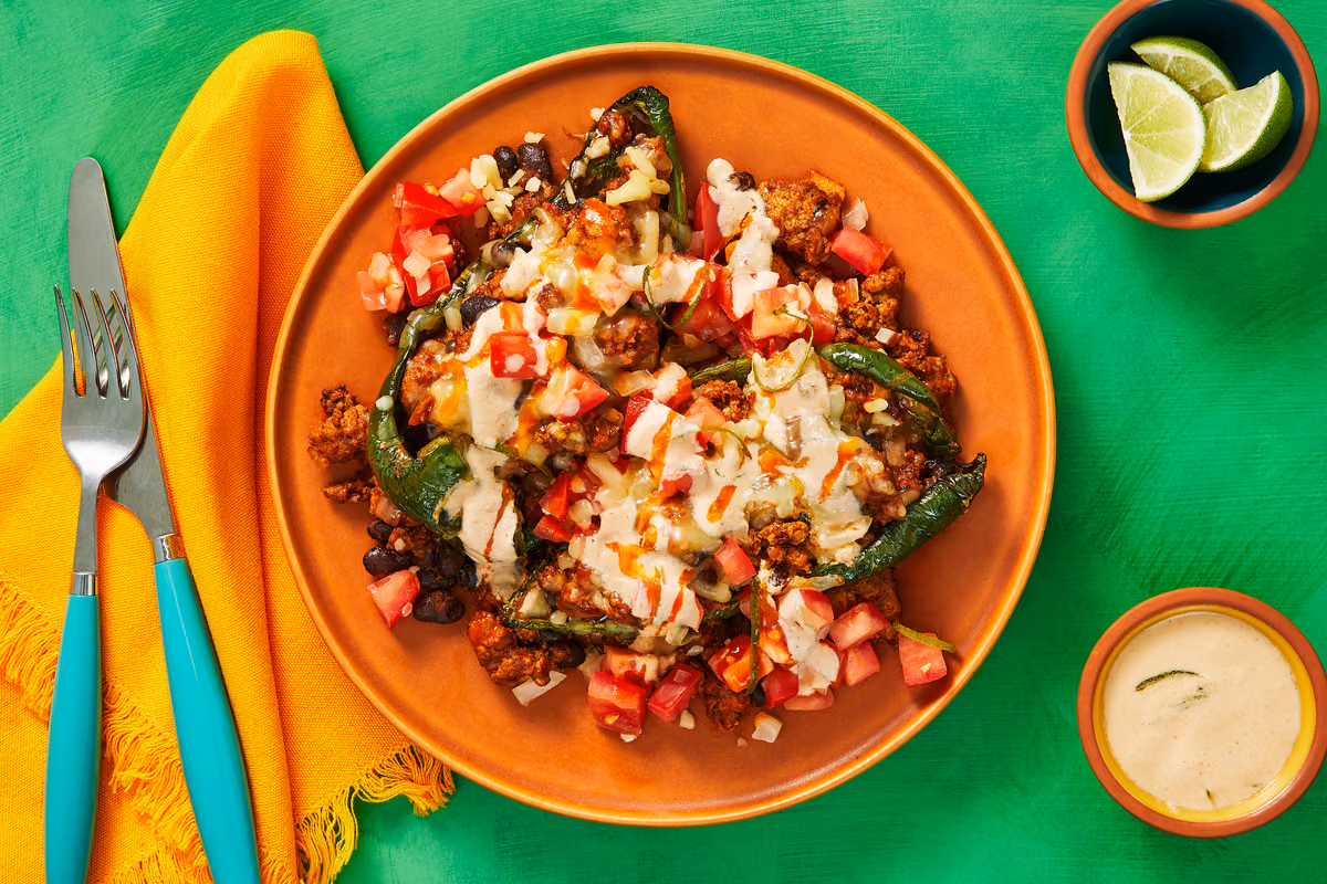 Pork Chili n Cheese Stuffed Poblanos