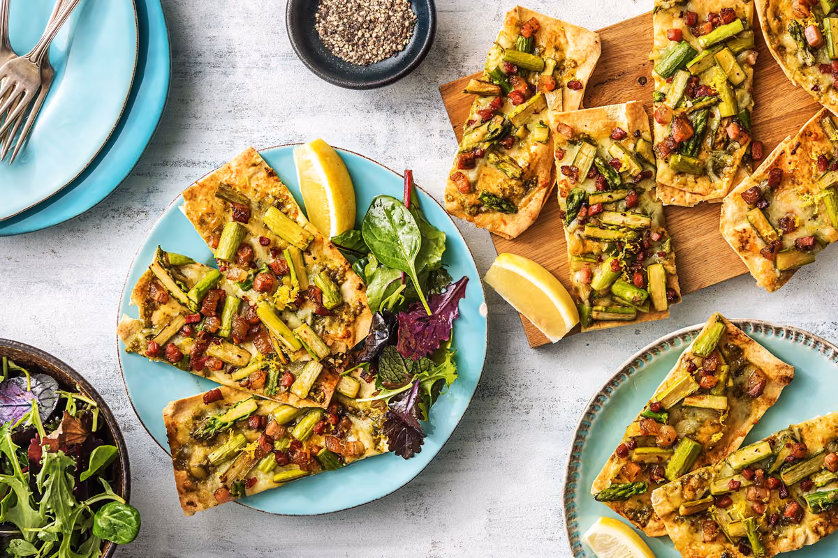 Spring Greens Pesto Pizzas