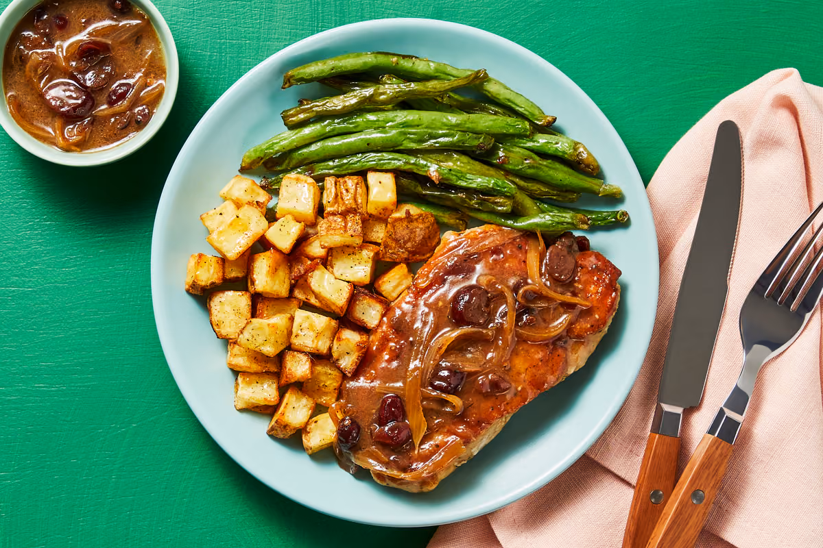 Pork Chops in Cranberry Shallot Sauce