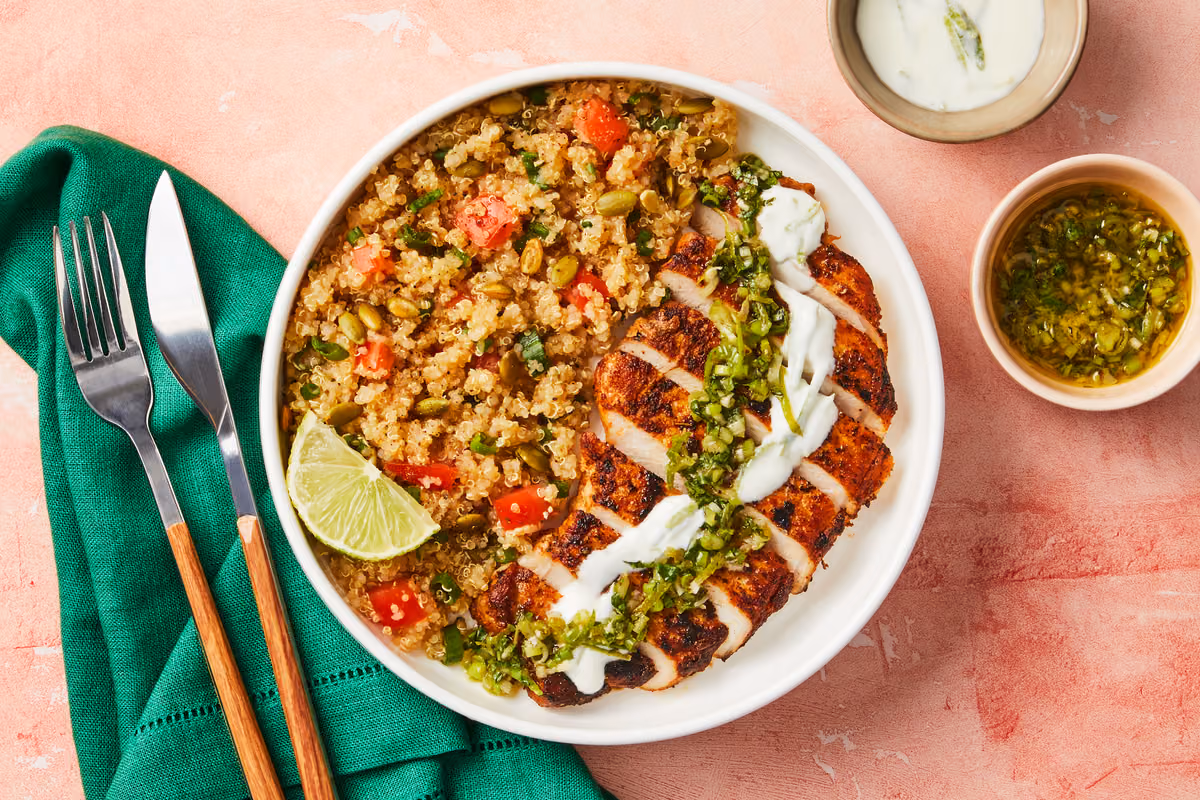 Spiced Pork Chops & Tomato Quinoa Salad