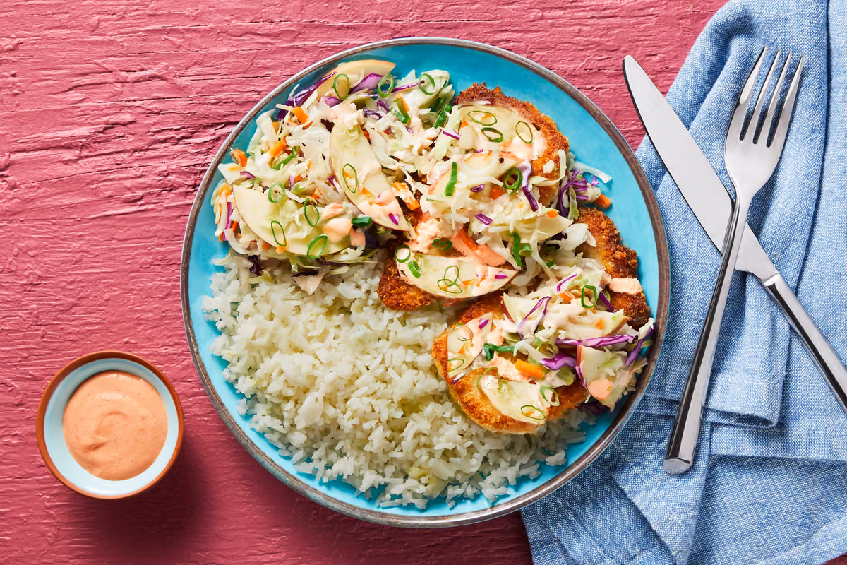 Panko Pork Cutlets with Apple Slaw