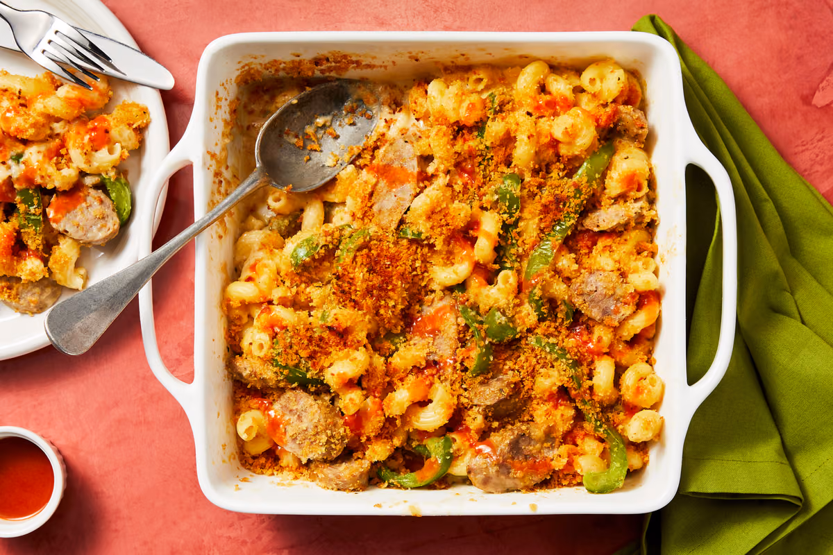 Pork Sausage Cavatappi Bake