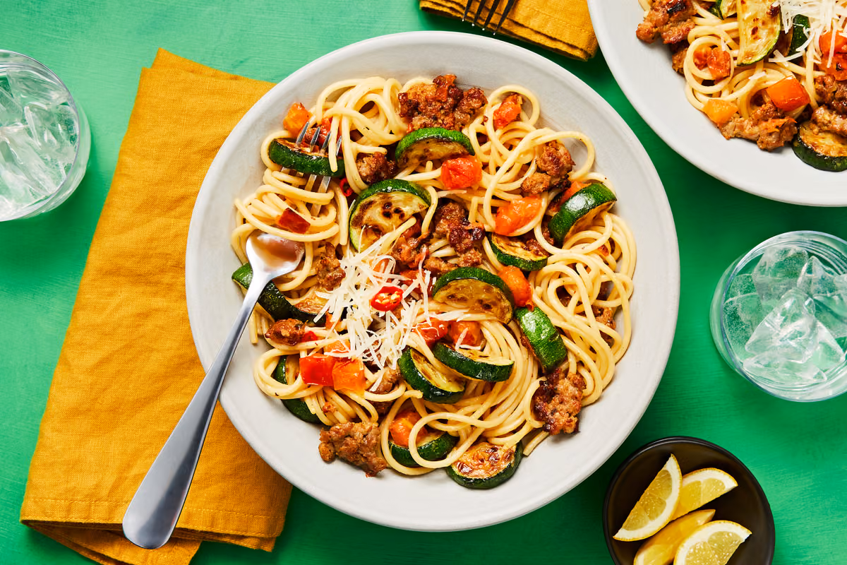 Pork Sausage Spaghetti alla Positano