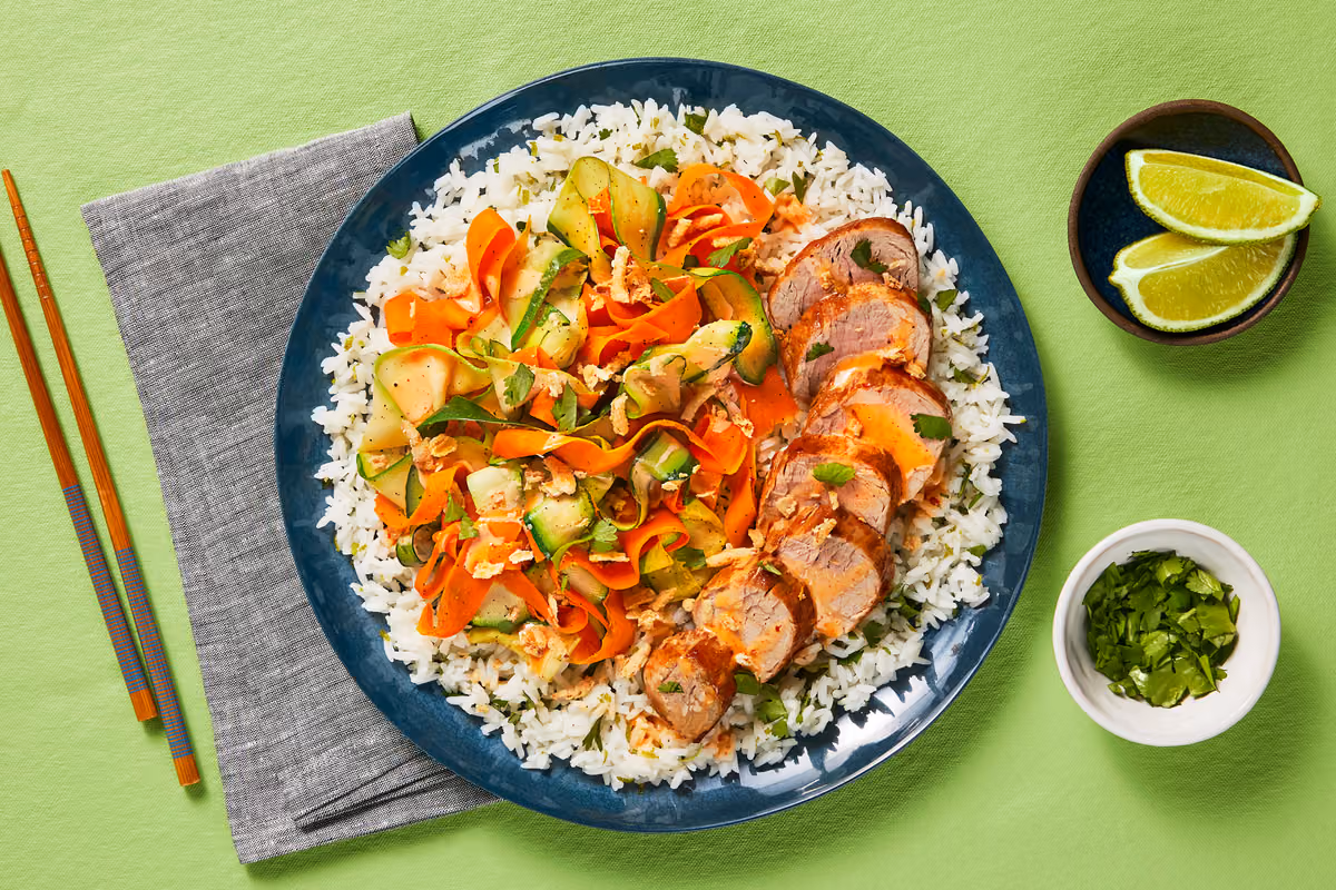 Sweet Chili Pork Tenderloin Rice Bowls