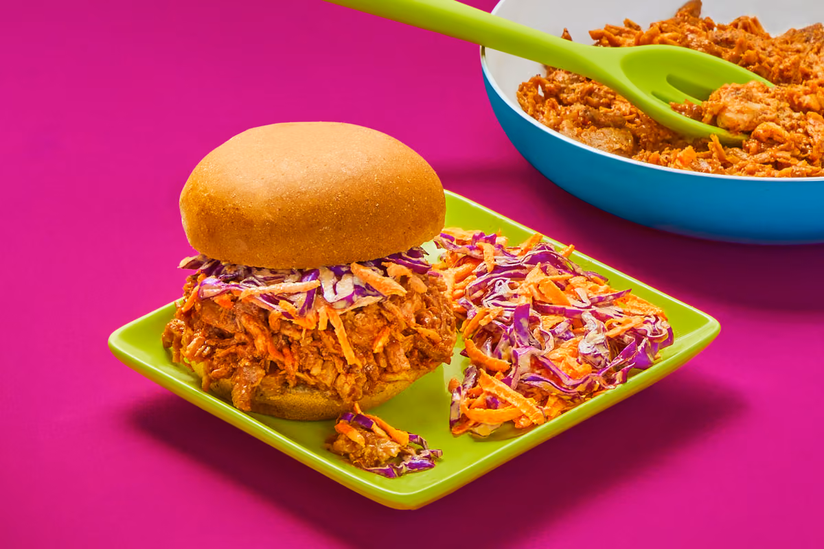 BBQ Pulled Pork Sandwiches with Red Cabbage Slaw