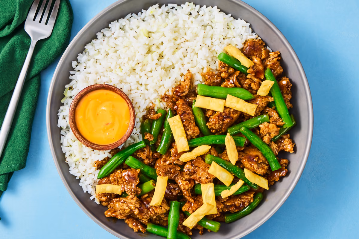 Tangy Ginger Pork & Green Bean Bowls
