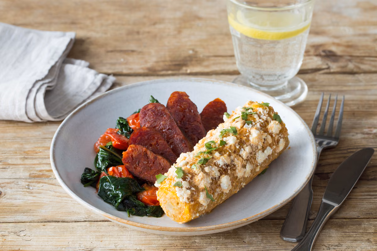 Warm Spinach & Spicy Chorizo Salad