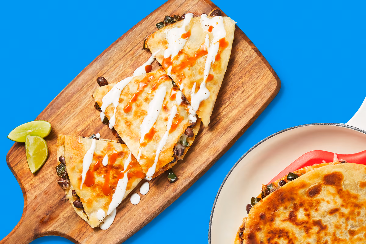 One-Pan Black Bean & Poblano Quesadillas