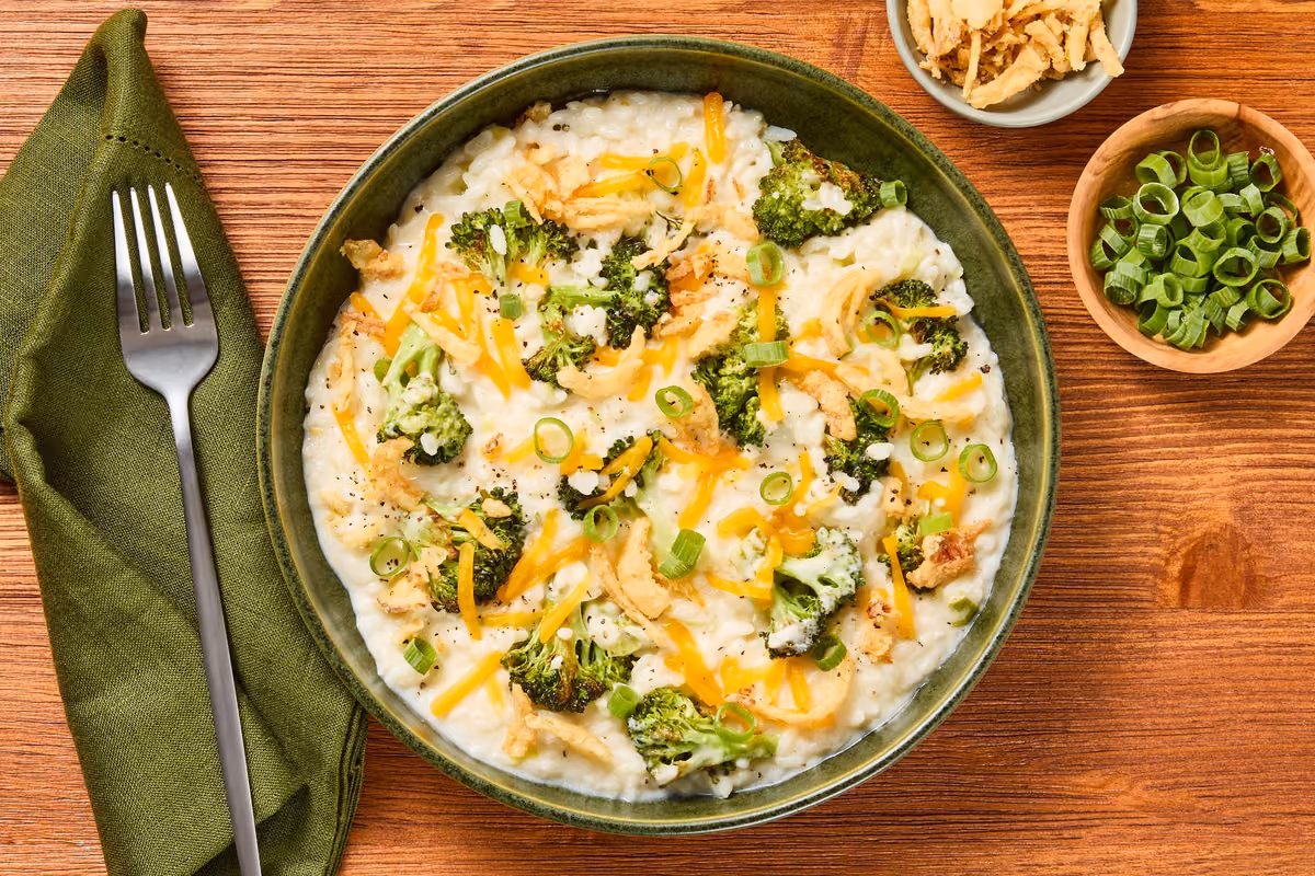 Creamy Cheddar Broccoli & Shrimp Risotto