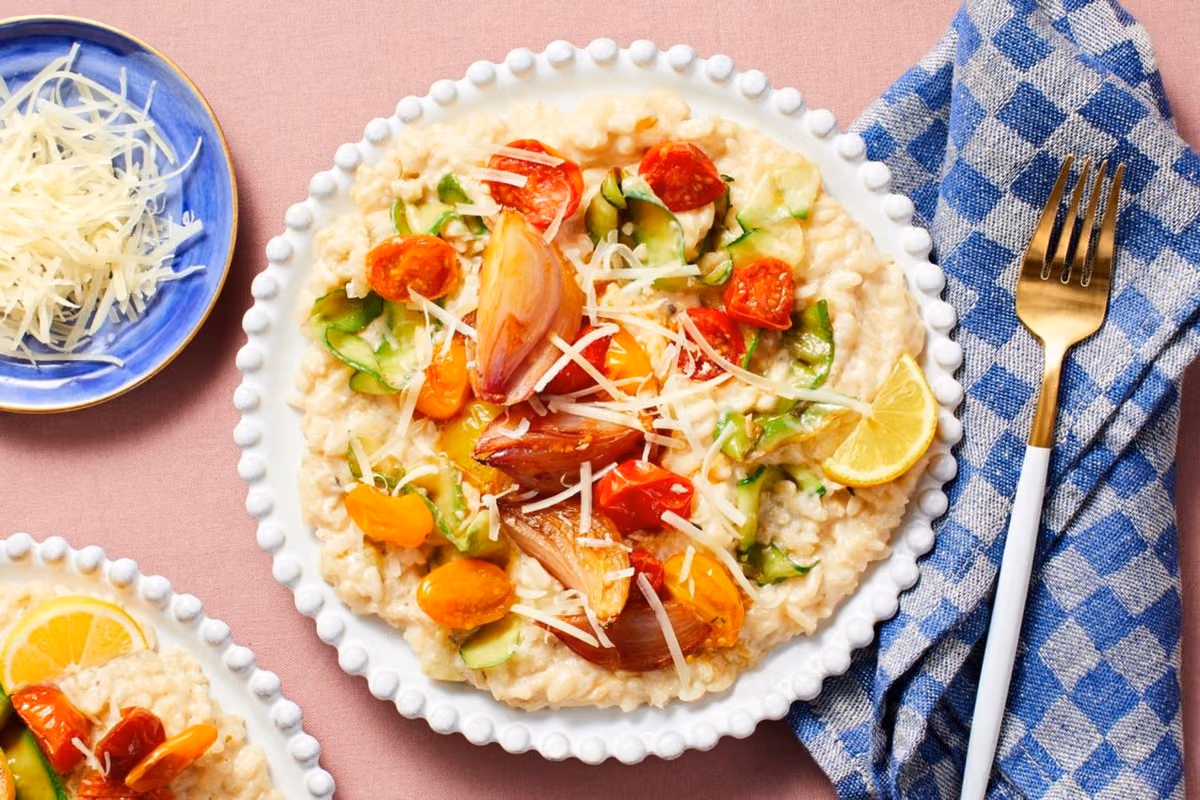 Oven-Baked Parmesan Risotto: Roasted Shallots and Tomatoes