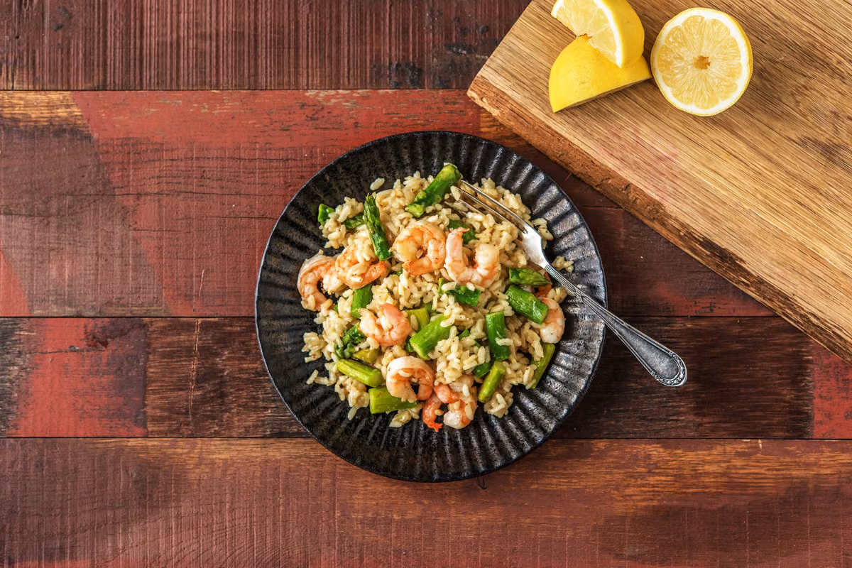 Shrimp and Asparagus Risotto: Meyer Lemon and Parmesan