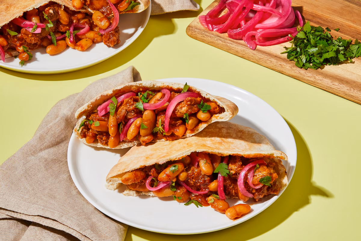 BBQ Pork & Bean Pita Pockets