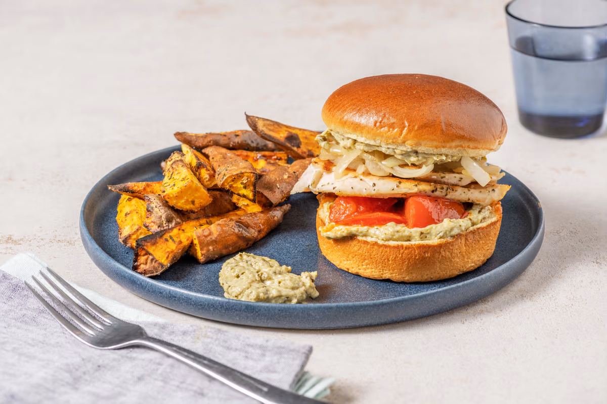 Herby Chicken & Caramelized Onion Sandwich