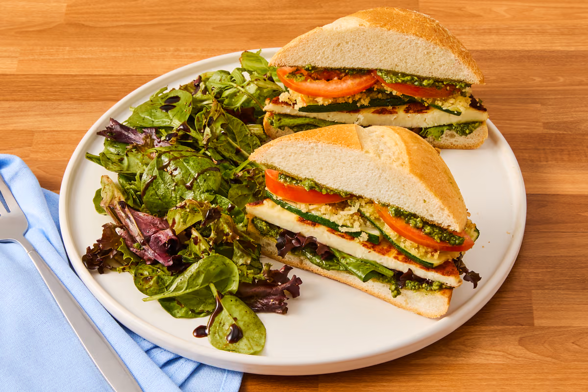 Parm-Crusted Zucchini & Halloumi Sandos